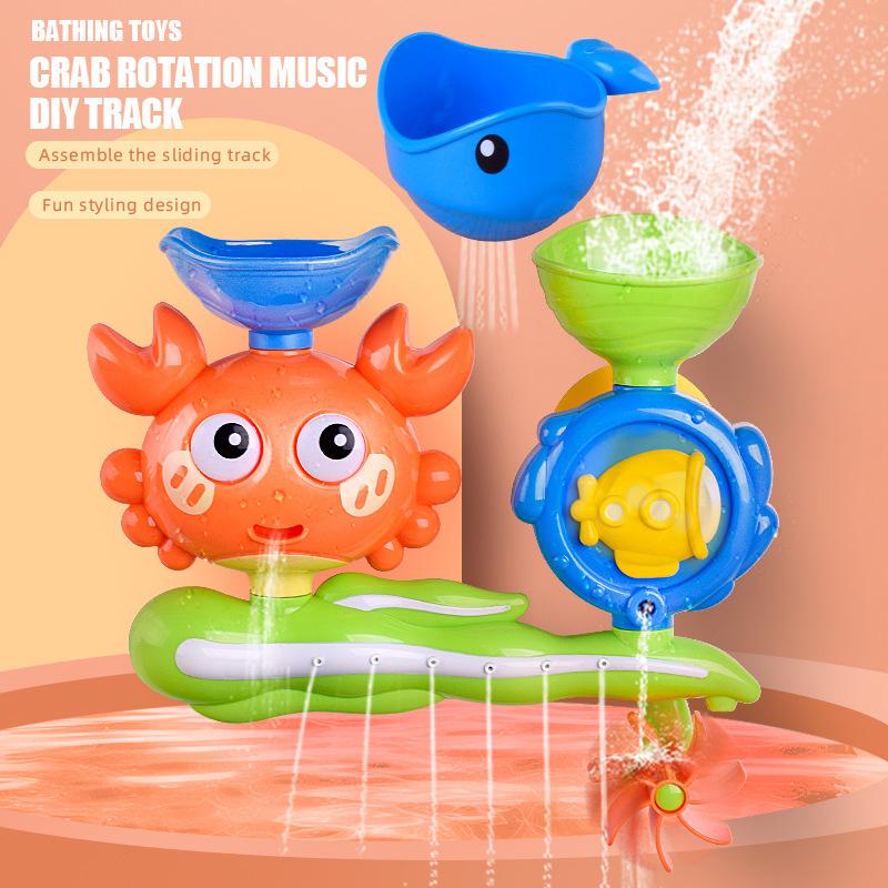 Baby Bathtub Water Play Set Rotating Sprinkler Kids Bath Toys Games For Bath Toddler Bathroom Suction Cup Shower Toys For Infant