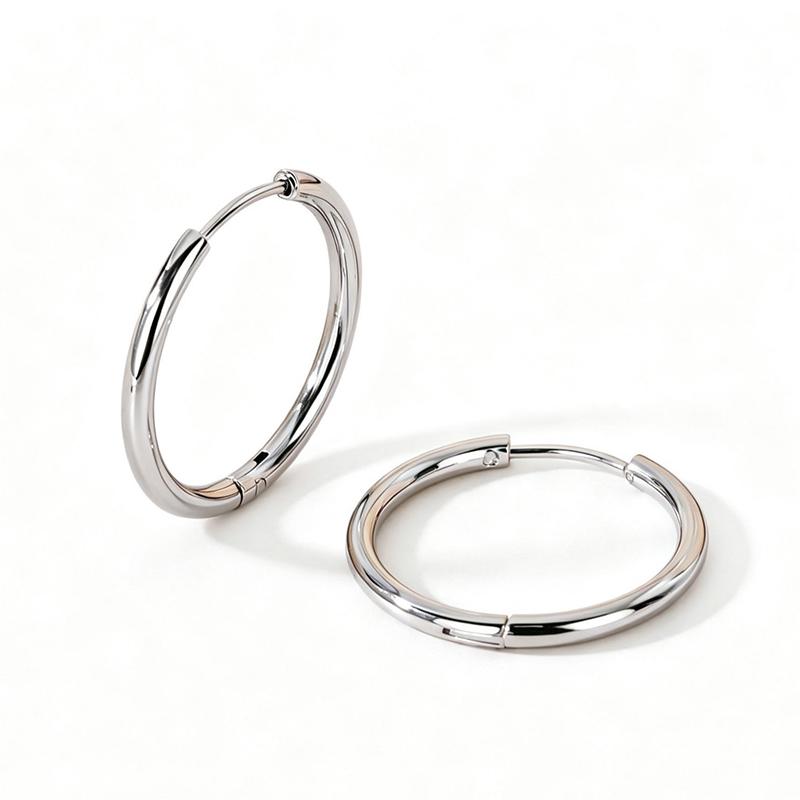 2 Pcs Stainless Steel Round Hoop Earrings Woman 20-40mm Big Circle Earrings Gold Silver Color Ear Buckle Huggie Daily Jewelry