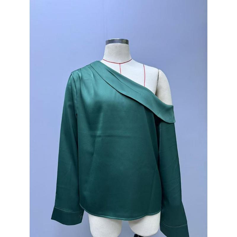Women's Spring Fashion New Off The Shoulder Asymmetrical Long Sleeved Top