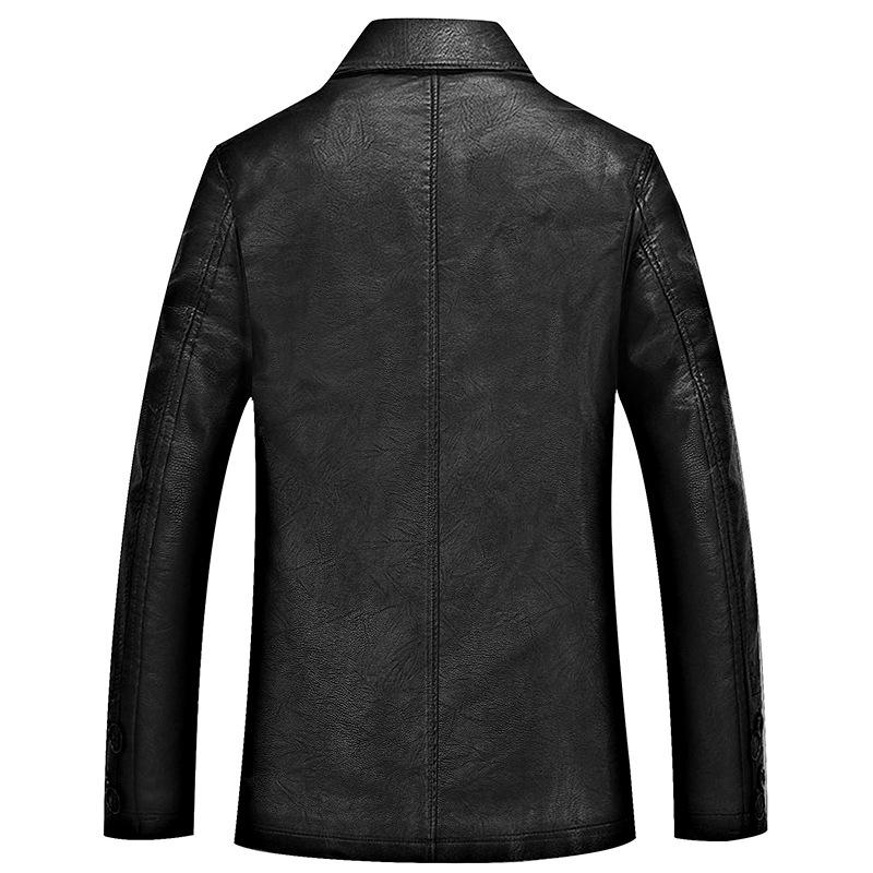 Herren Winter Lederjacke Weich Dick Warm PU Lederjacke Männlich Business Casual Mäntel Mann