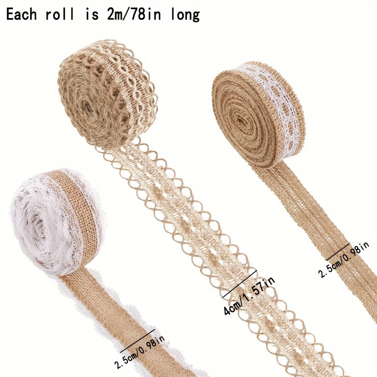 

3 шт. рулонов ленты для галстука из мешковины для поделок, свадебных рождественских украшений, упаковки подарков и т. д., 2 м/78 дюймов в рулоне 3pcs
