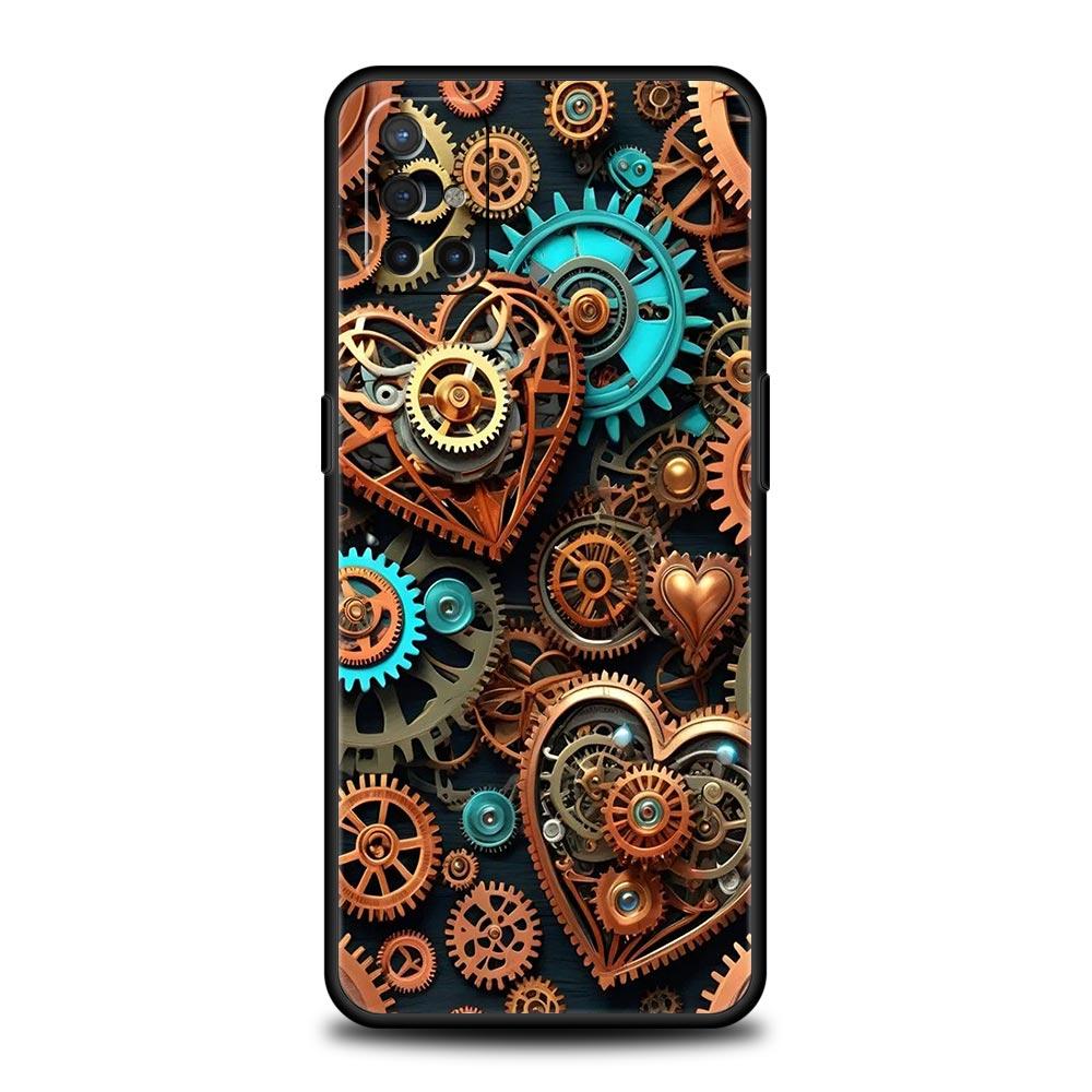 Mechanical Gear Pattern Phone Case For Oneplus 13R 13 12R 11 10T 10R Nord N100 N200 N10 10 9 9R 9RT CE 3 2 Z Pro Soft TPU Cover