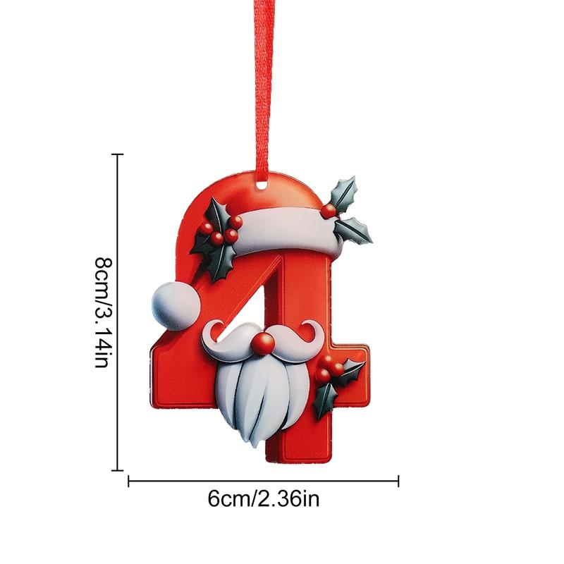 8CM Artificial Acrylic Christmas Numbers 0-9 Xmas Tree Hanging Ornaments for Home Party Decor New Year Gift 2025 Navidad