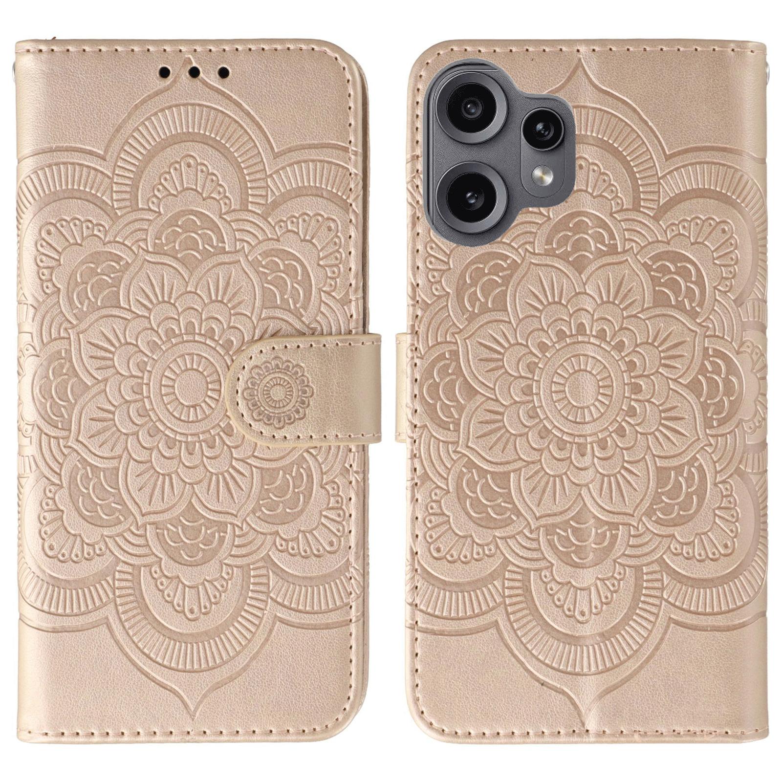 

For Nothing CMF Phone 2 Pro Case PU Leather Mandala Imprinted Design Wallet Phone Cover Rose Gold