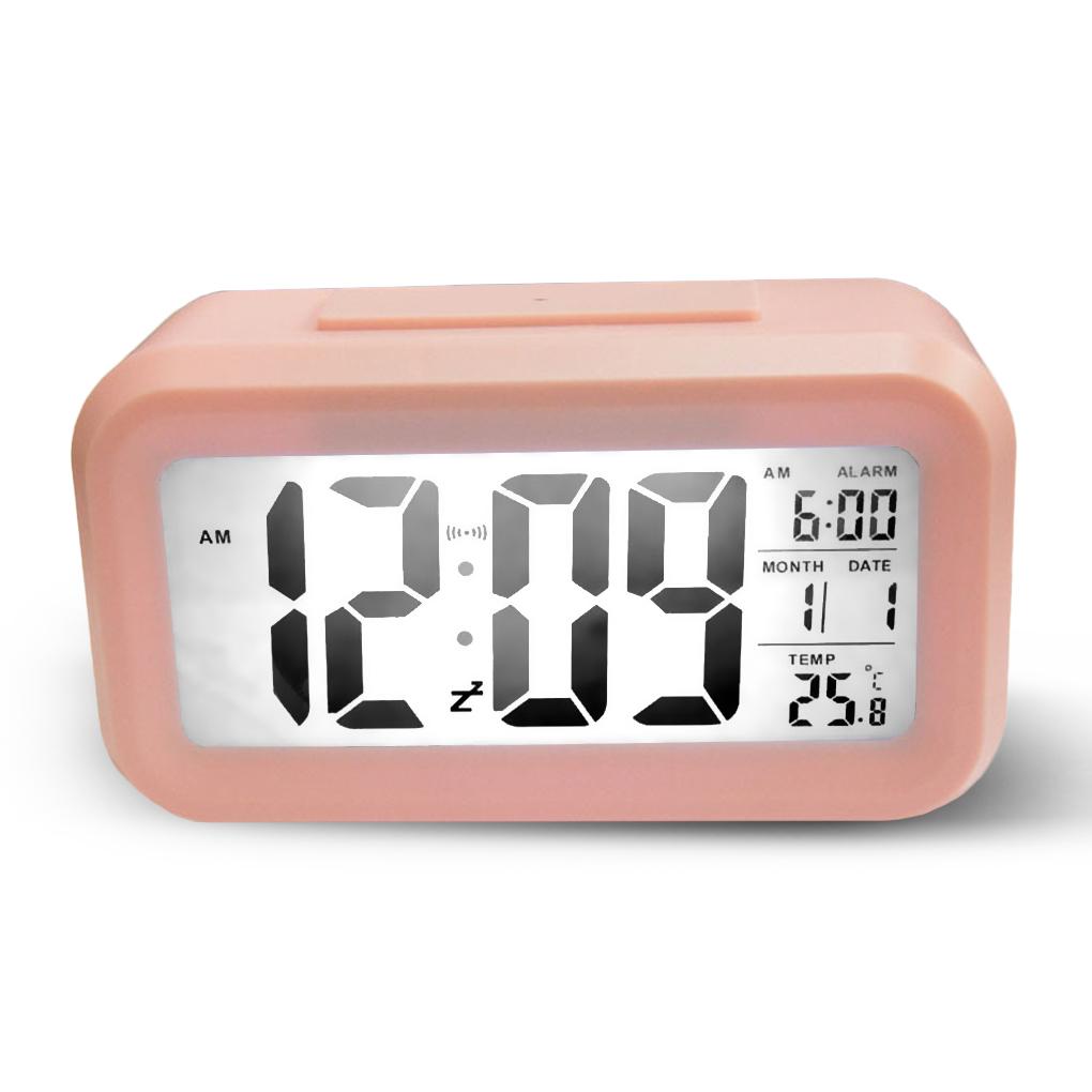 

Alarm Clock Wake Up Indoor Temperature Sensor Thermometer Desktop Electronic 12/24H Calendar Time Snooze Clocks for Home рожевий