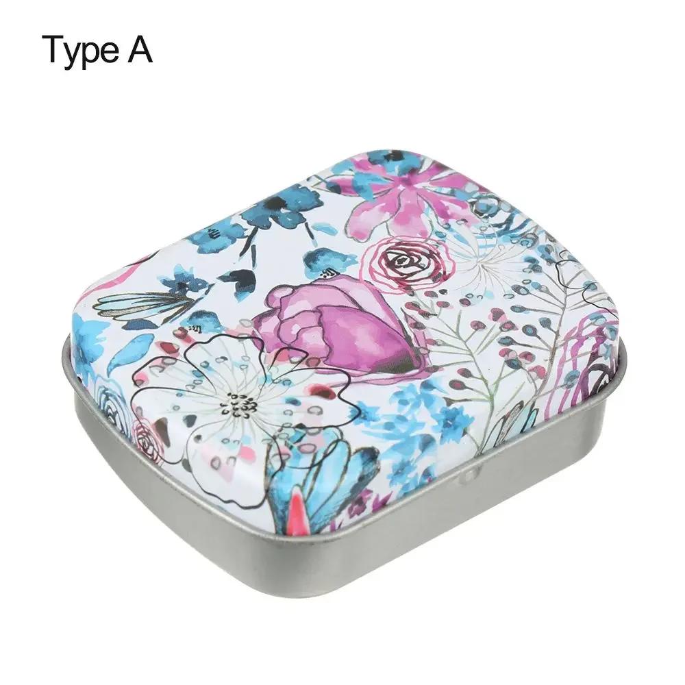 Mini plåtask metall gångjärn med lock bärbar rektangulär liten förvaringsbehållare godispillerfodral för hemorganisatör