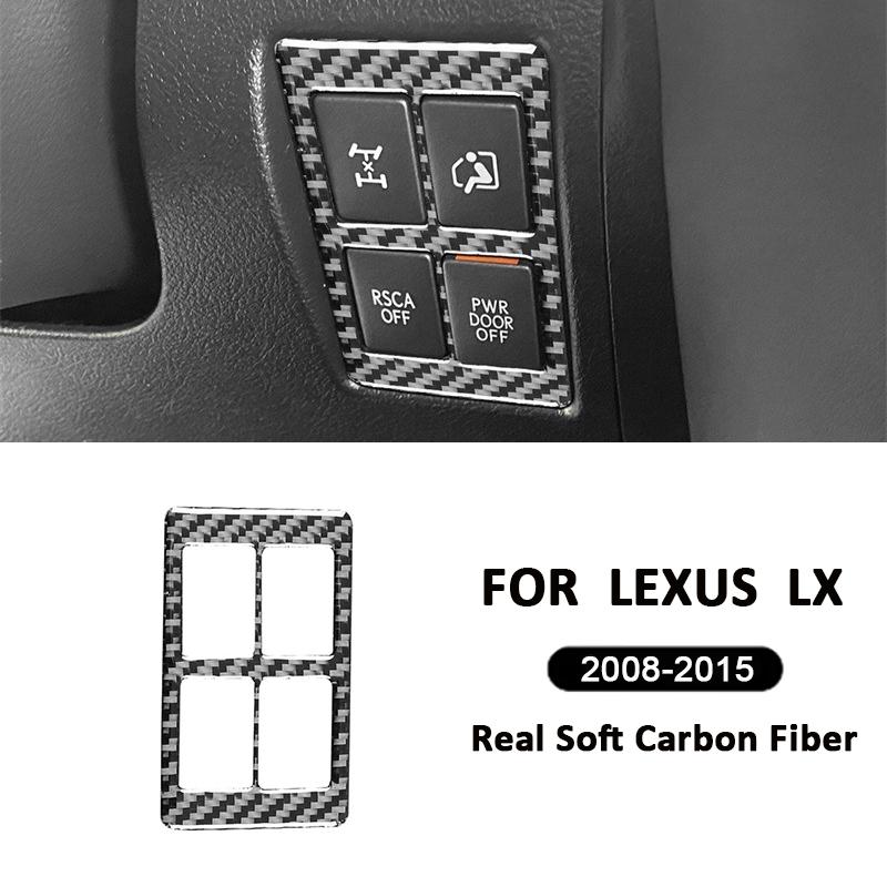 For Lexus LX 2008-2015 Accessories Carbon Fiber Auto Driver Right Side Control Panel Buttons Cover Decoration Interior Sticker