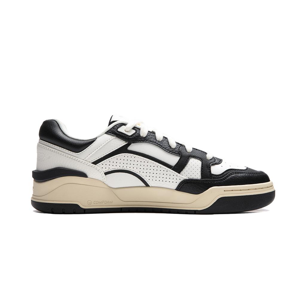 New LiNing Moon White 2.0 Anti Slip And Wear Resistant Breathable Low Top Skateboard Shoes Men's White Black AGCU275-3