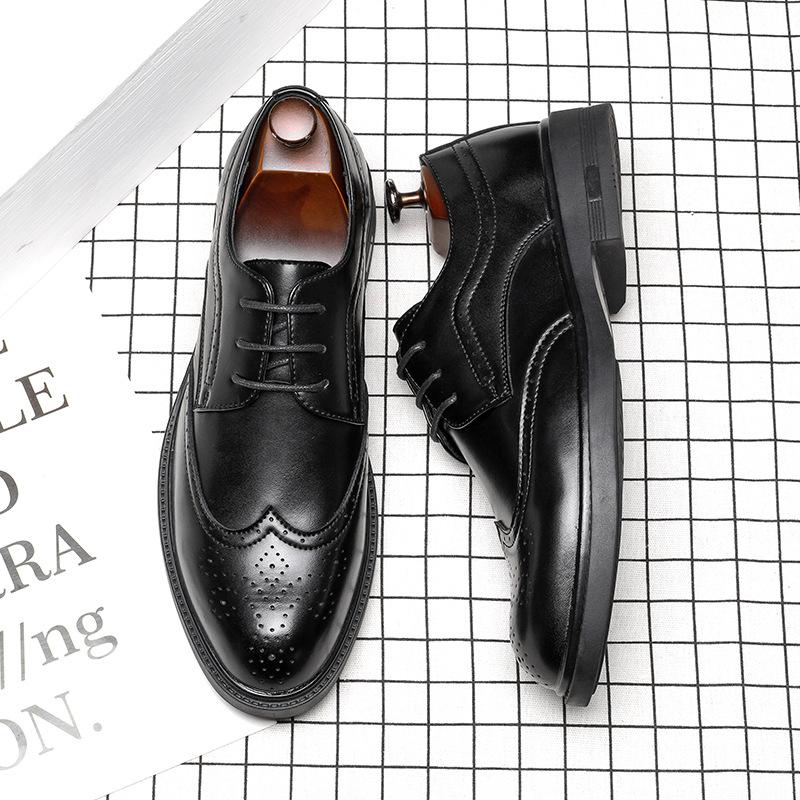 Amoy Pointed Leather Shoes Men'S Casual Shoes Korean Version Men'S Shoes Lace-Up British Trendy Shoes A Piece 25850-G