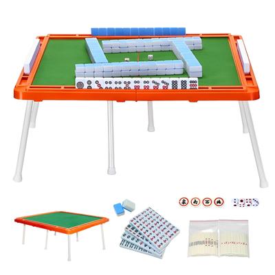 Set Mahjong heizi, Pliabil, Compact, Masă de Mahjong Portabilă cu Picioare, Zaruri și Bastoane de Punctaj, Set Complet de Masă de Mahjong (Piese Mahjong Albastre)