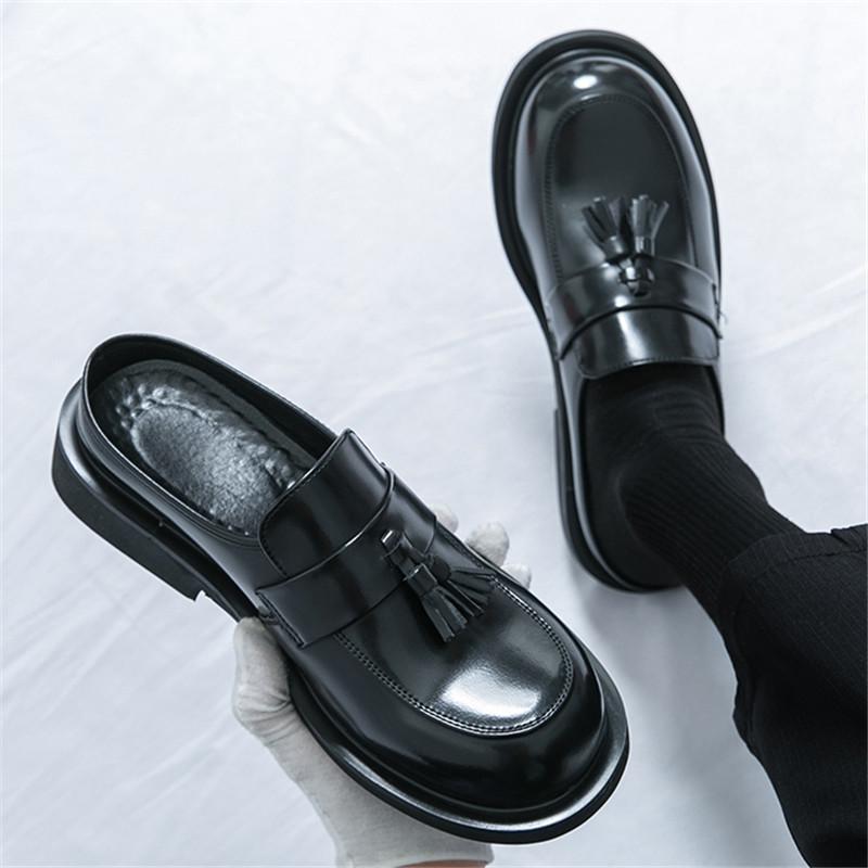 Fashion Fashion New Men's Punk Metal Chain Half Slippers Driving Shoes Male Casual Mules Moccasins Breathable Loafers Zapatos Hombre