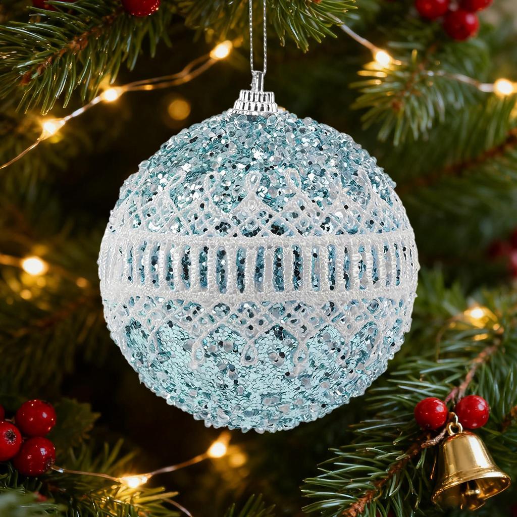 Weihnachtskugel Anhänger Aufhängbare Weihnachtsfeier Dekorationen klebriges Pulver Weihnachts-Schaumstoffball für Weihnachtsbaum Feiertagsparty