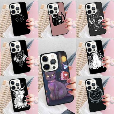 Witches Cat Moon Phone Case For iPhone 17 Air 15 16e 14 13 Pro Max Coque 12 11 Pro Max PLUS Cover