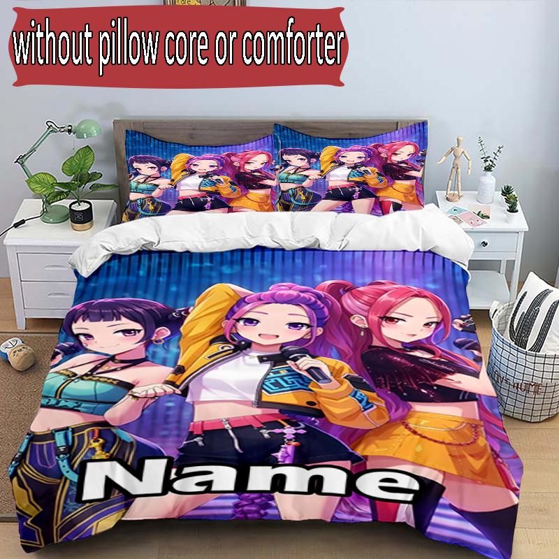 Set copripiumino 3 pezzi (1*Copripiumino + 2*Federe, Senza Nucleo), Set Biancheria da Letto Personalizzato con Nome KPop Cacciatori di Demoni, Decorazione Camera da Letto Casa Regalo