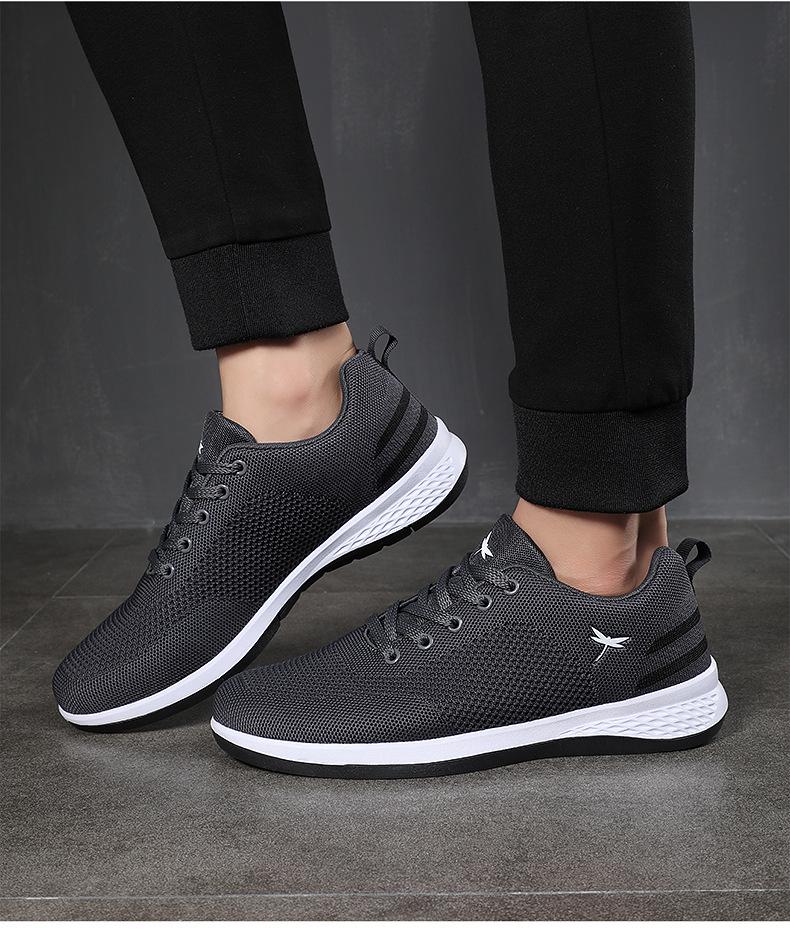 Red Dragonfly Men's Flyknit Sports Shoes - Non-slip, Soft Sole, Casual Travel Sneakers for Spring, Summer, and Autumn