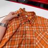 Women's Retro Orange Plaid Long Sleeve Shirt - Loose Casual Autumn/Spring Sun Protection, Couple-Friendly Design