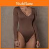 Basic T Shirt For Women With V Neck Long Sleeve Spliced Slim Fit For Urban Office Wear