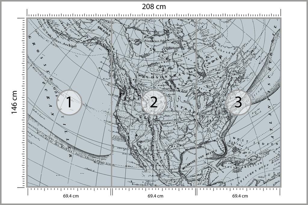 Photomural Old Map Self-Adhesive Mural 208x146