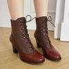 Vintage British style high-heeled tapered with Martin boots contrasting colors Hanfu Cosplay Brock leather boots short boots