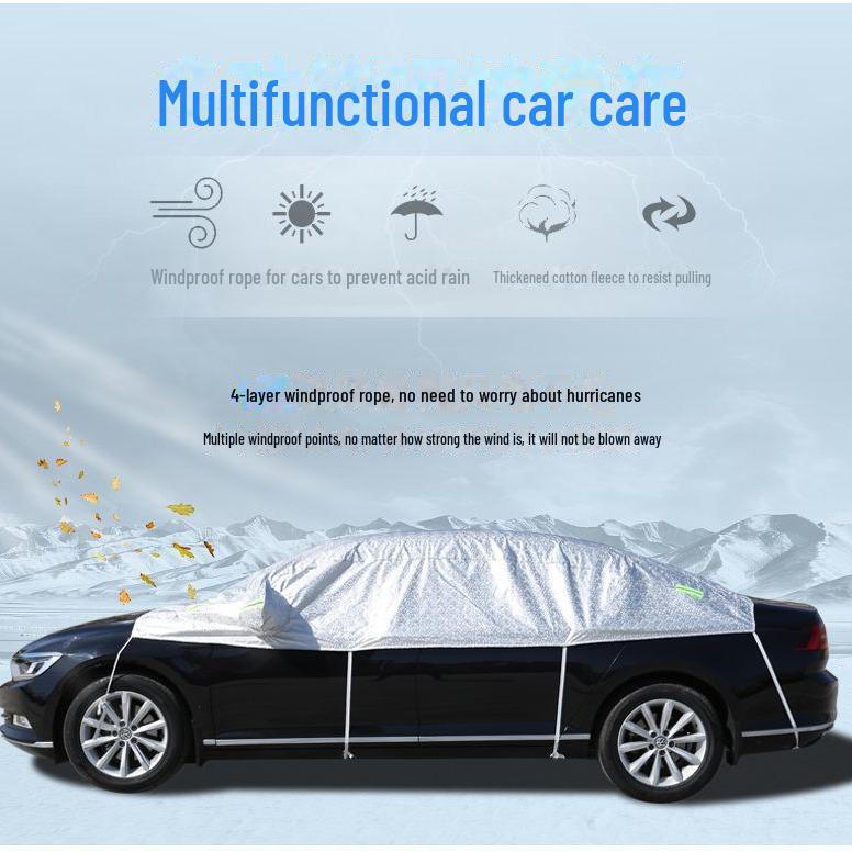 Copertura Auto Mezza Carrozzeria con Velluto Spesso Plus e Pellicola di Alluminio per Protezione Solare e Isolamento Termico, Antipolvere per Tutte le Stagioni.