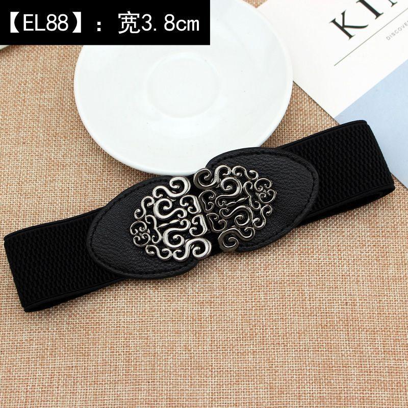 Elastic Black Modern Waist Belt For Women With Adjustable Features Complementing Skirts And Dresses Effortlessly