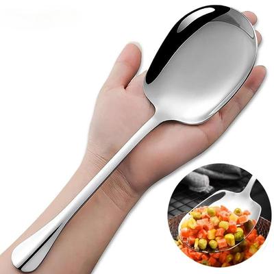 Grande cuillère en acier inoxydable, cuillères à soupe épaisses à Long manche, cuillères rondes pour passoire de marmite, ustensiles de cuisine, vaisselle de cuisine