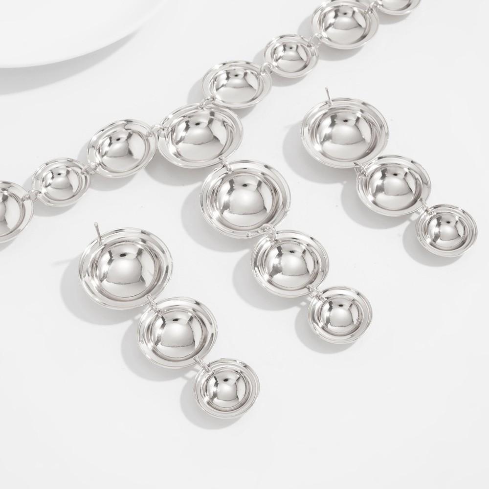 Metal Necklace Earrings Set Luxury Exaggerated Geometric Jewelry Set  Gifts
