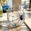 Stiellose Trinkgläser Halloween Glasbecher, Geprägtes Kürbis Geist Katze Fledermaus Glas, Gothic Bar Zubehör Gruselige Getränkebecher, Saisonal