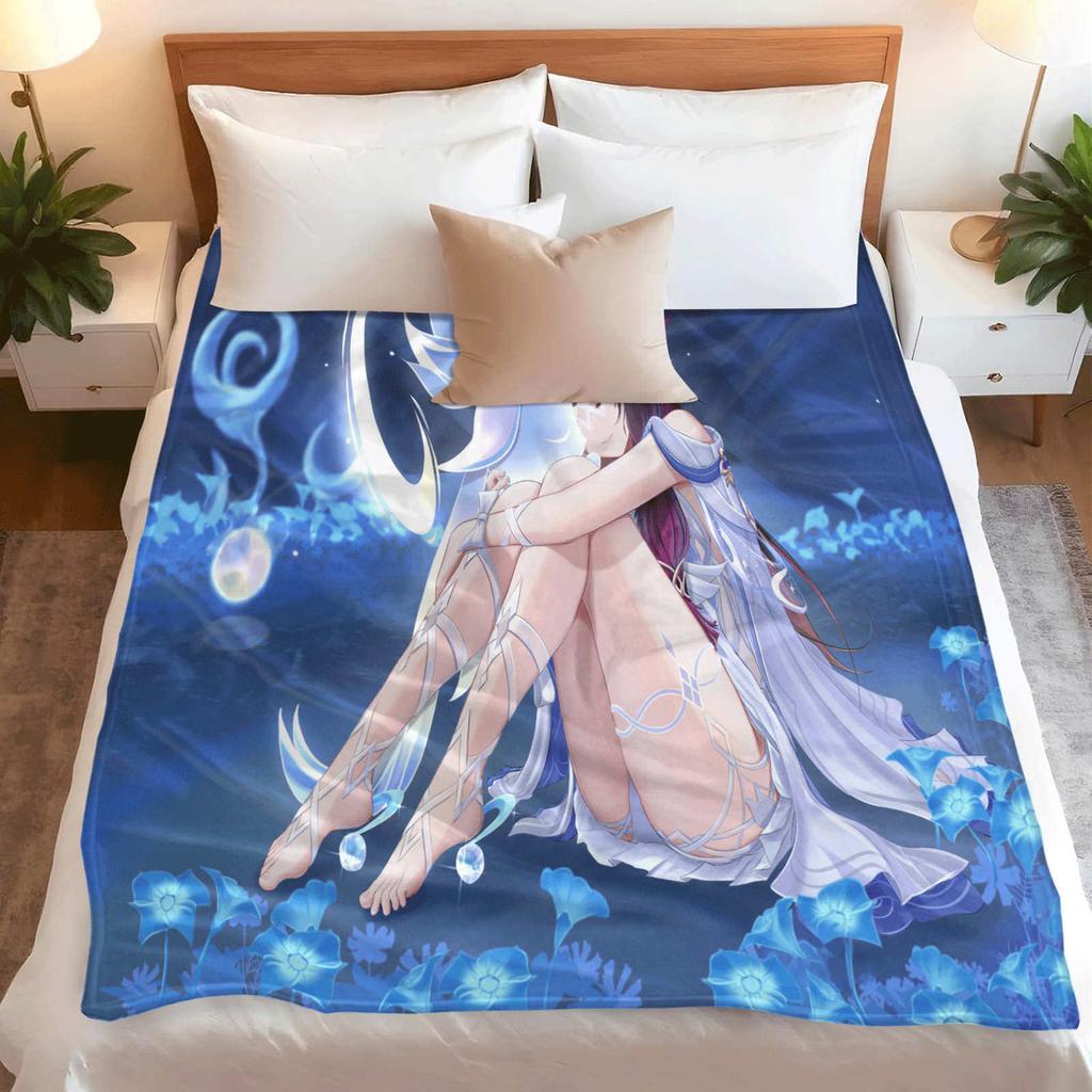 Cartoon Genshin Impact Columbina Flannel Blanket Cover Warm Soft Anime Blanket Multifunctional Decor Home Universal Blankets