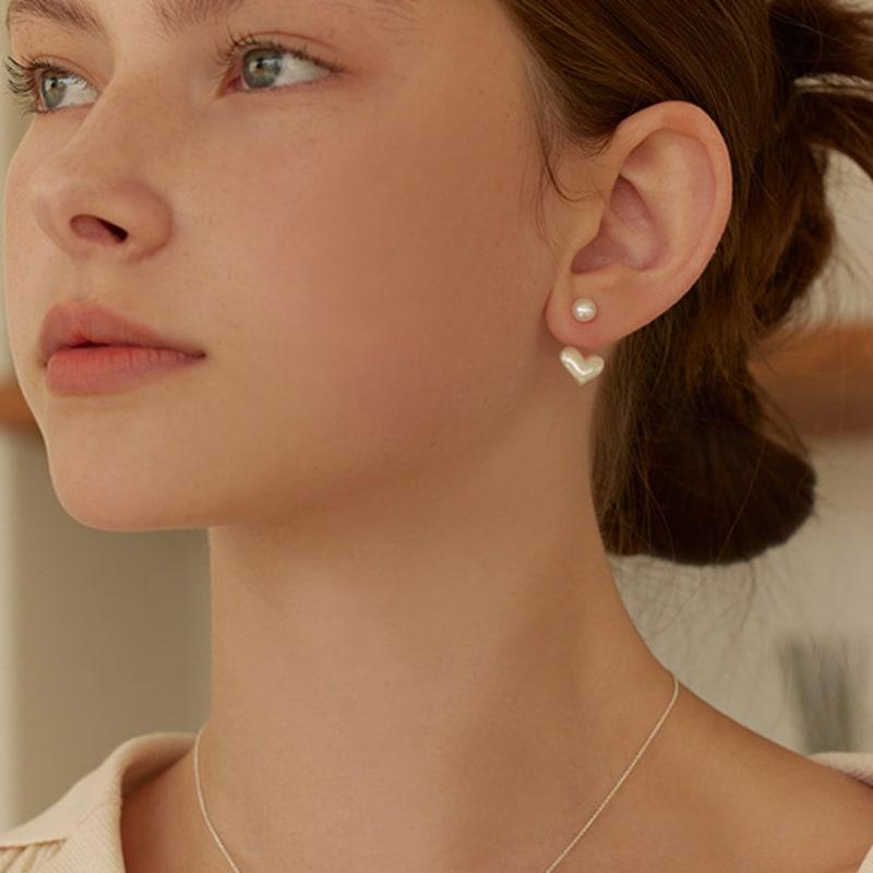 Lewe Two-way Pearl Heart Earring