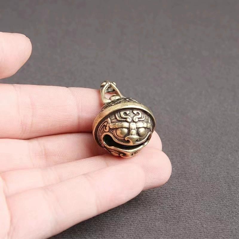 1Pcs New Vintage Brass Taotie Pure Copper Gluttonous Bell Car Key Chain Pendant Small Pendant Men And Women