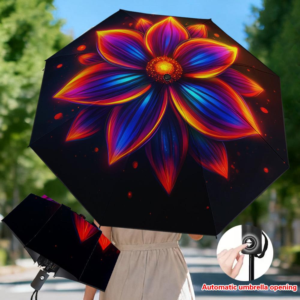 

1pc Automatic Open/Close Umbrella with, Auto Folding Compact Travel Umbrella, Thickened Reinforced Frame, Windproof & High Qua Iron&8K