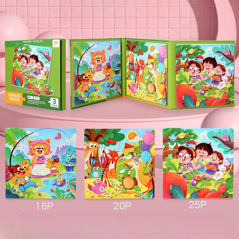 Wooden Children'S Early Education Fun Baby Advanced Magnetic Puzzle Book Exercise Hands-On Brain Parent-Child Educational Toys