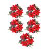 Holiday Elegant Centerpiece Flower Wreath Desktop Candle Stick Decoration For Christmas, 5Pieces Set