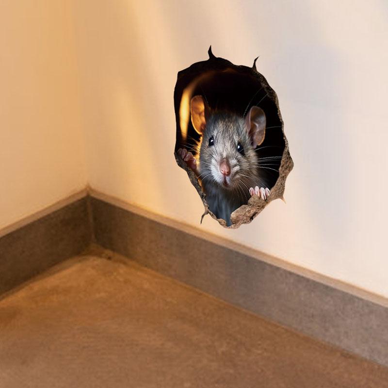 Adesivo Carino Cartone Animato Buco di Topo Piccolo Adesivi Murali Buco di Topo Decorazioni per la Casa