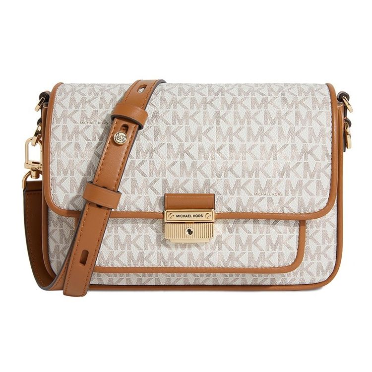 

Michael Kors Mk Bradshaw Vintage Monogram Crossbody Bag Color Block Leather Commuter Shoulder Bag Medium Women Bags 30S1G2BM2B-VANILLA-ACRN Basic Set (Bag+Dust Bag)