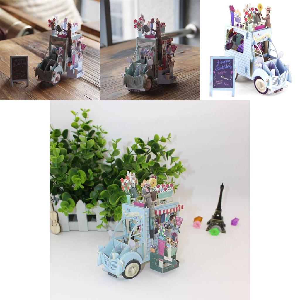 Unique Paper Craft Birthday Car Card With Printing And Folding For Party Decor