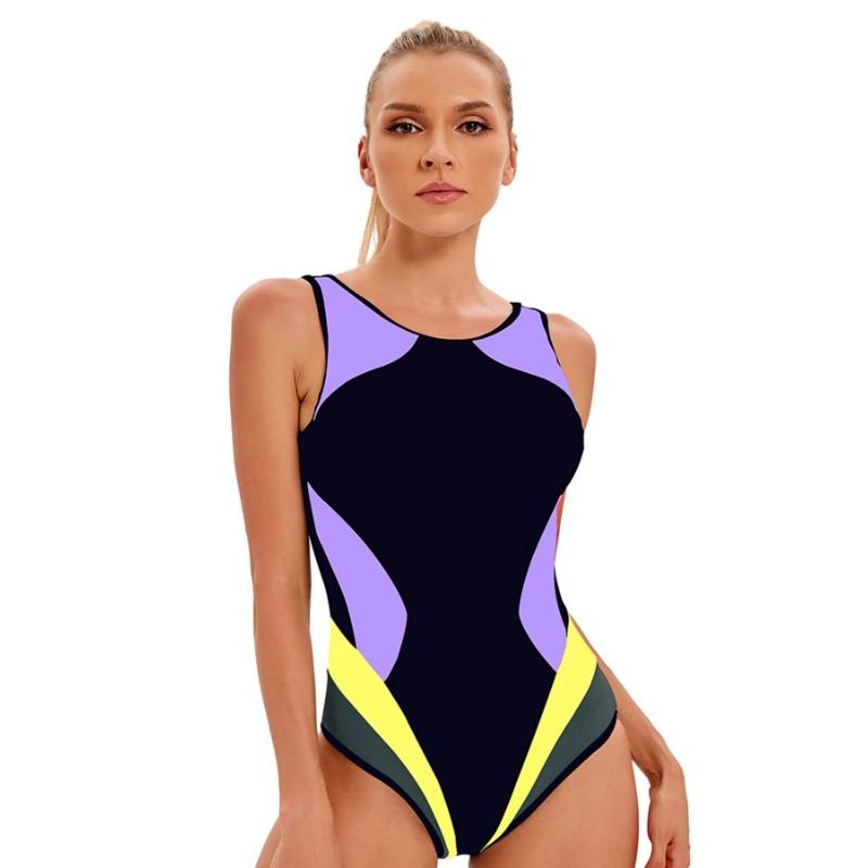 2025 New Color Patchwork Sport Swimwear Women Plus Size One Piece Swimsuit Female Professional Surfing Suits Swimming Suit 3XL