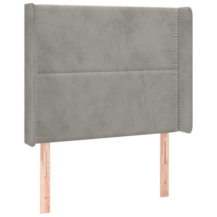 VidaXL Tête de lit avec oreilles Gris clair 93x16x118-128 cm Velours3119476