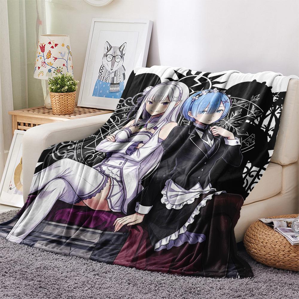 1 Stück Re Zero gemusterte Flanelldecke Geeignet für alle Jahreszeiten Für Heimdekoration Wärme und Komfort Geschenke Feiertagsgeschenk