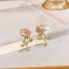 E1841-1 Pink Rose Earrings