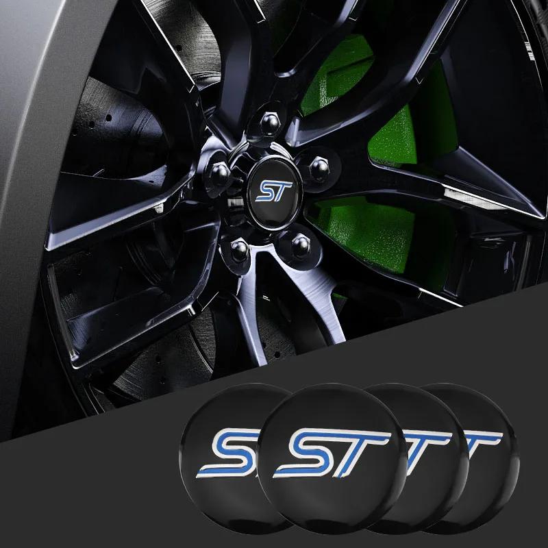 Car Sticker 2025 Hot 4pcs Ford Wheel Center Cap Hub Cover Badge Emblem Sticker Car Accessories For Ford Focus Fiesta C-Max ST Mo
