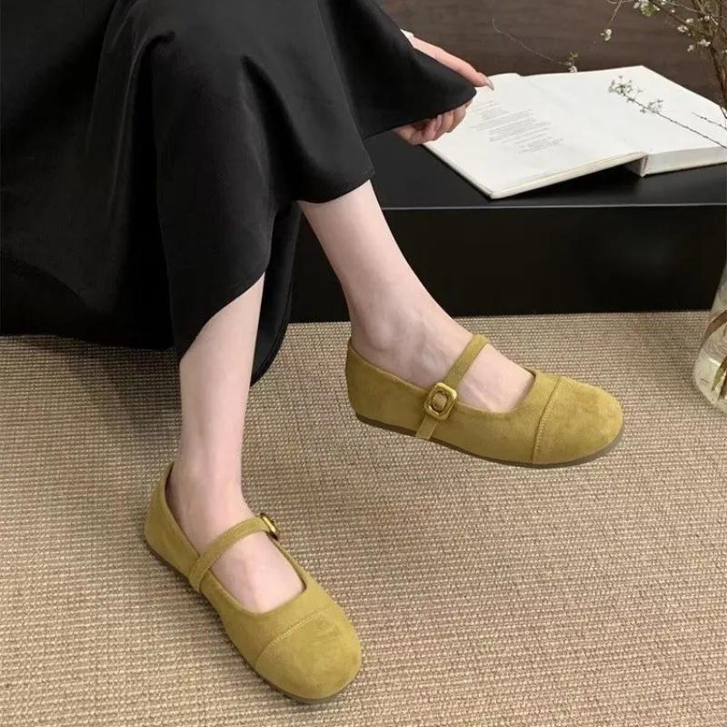 Fashion Retro Mary Jane Shoes Women Tabi Ballet Flats Suede Girl Style Moccasin Casual Barefoot Mujer Lolita Shoes Lolita Shoes