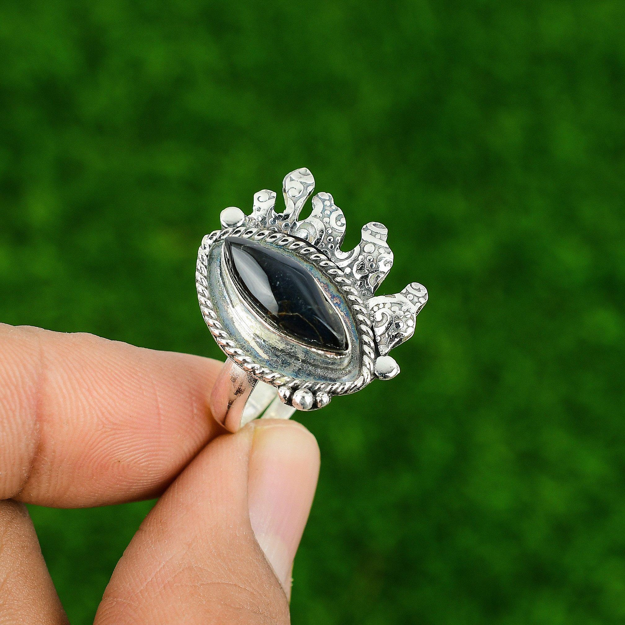 

Mothers day Sale 925 Sterling Silver Natural Pietersite Daughter Promise Ring Adjustable