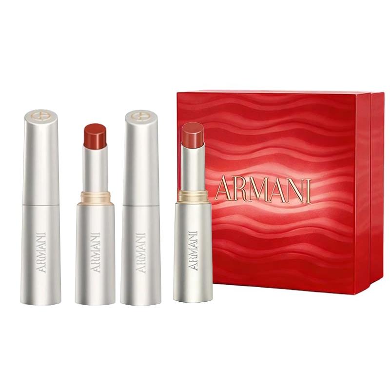 Набор помад Armani Prism Water Glow, Ограниченная подарочная коробка, #43 Море Стекла + #44 Сицилийская Роза, по 2,1 г каждая красный