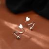 2pc/set Ins Heart Ear Cuff Earrings  for Pierced Ears Women  Fashion Jewelry New Spiral Heart Star Earrings
