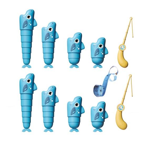 1 Set Children Fishing Board Game Kit with 2 Rods 8 Retractable Fishes Ruler Toddlers Boys Girls Educational Multi-player Interactive Fishing Toy синий