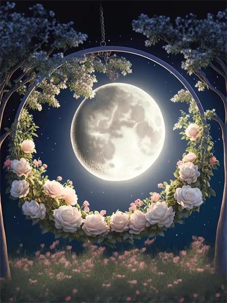 Full Square Round Diamond Painting New Moon Flower Decor Home Embroidery Mosaic Fantasy Butterfly Landscape Home Decor