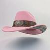 Creative One-word Top Curled Denim Top Hat Metal Bow Embroidery Pattern Stage Performance Party Hat