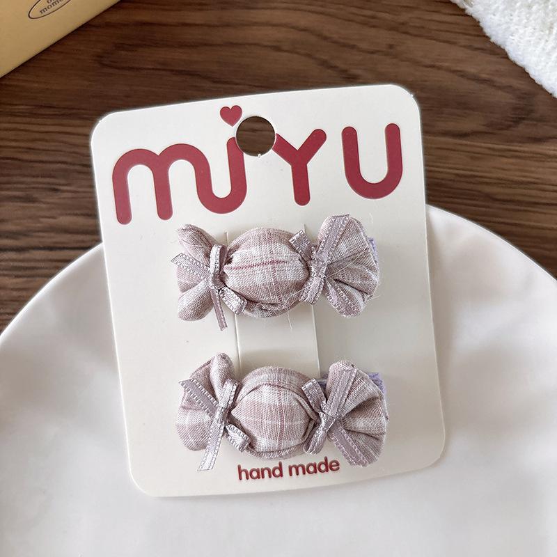Sweet Fabric Bow Children's Bangs BB Hair Clip Pink Candy Girls Side Hair Clip